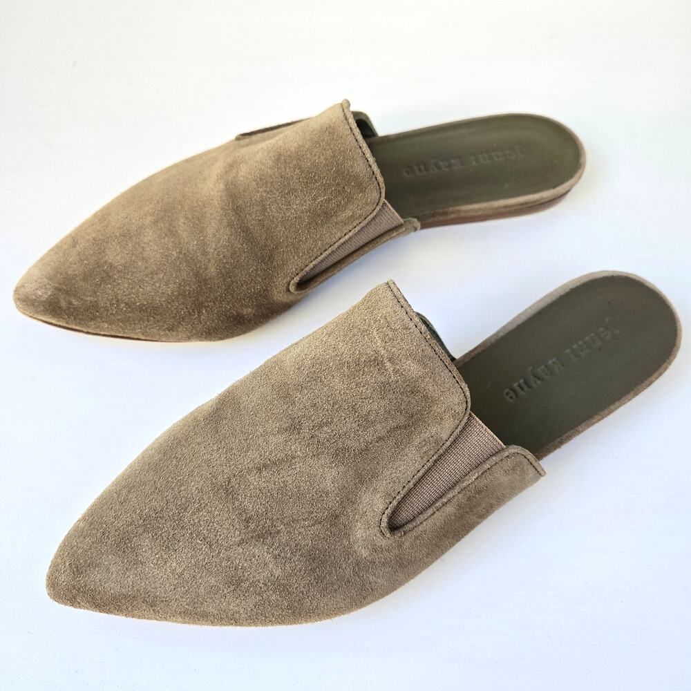 Jenni Kayne NEW Laurel $395 Suede Leather Taupe Tan Mules Flats Womens Size 36
